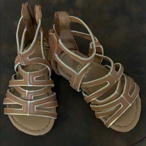 Brown and gold toddler sandals